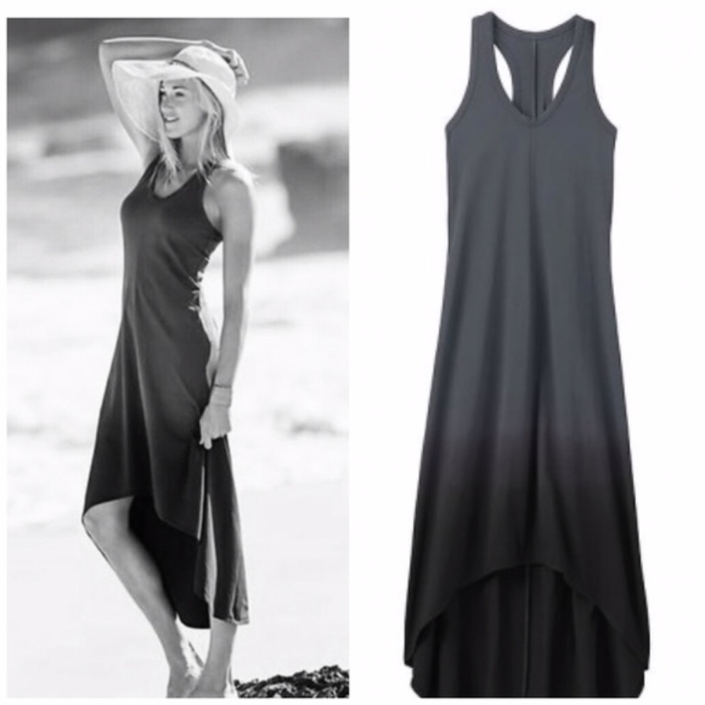 Athleta dip dye middy high low dress flint grey S
